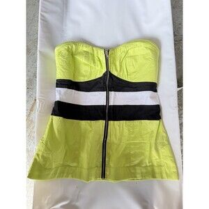 2B Bebe Y2K Neon Strapless Tube Top Womens Small Zip Front Fitted